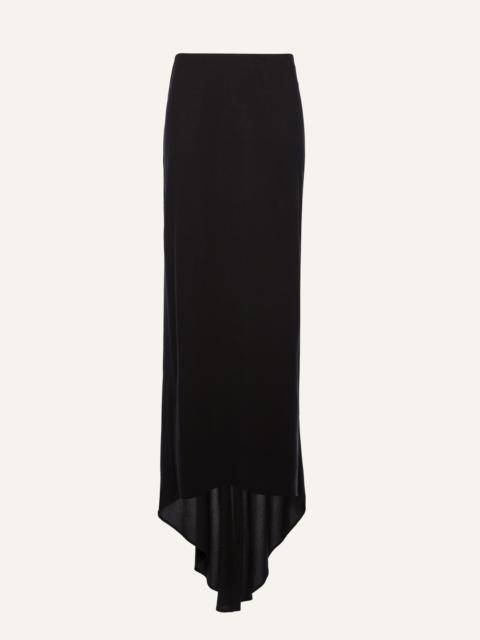 Stretch silk maxi skirt in black