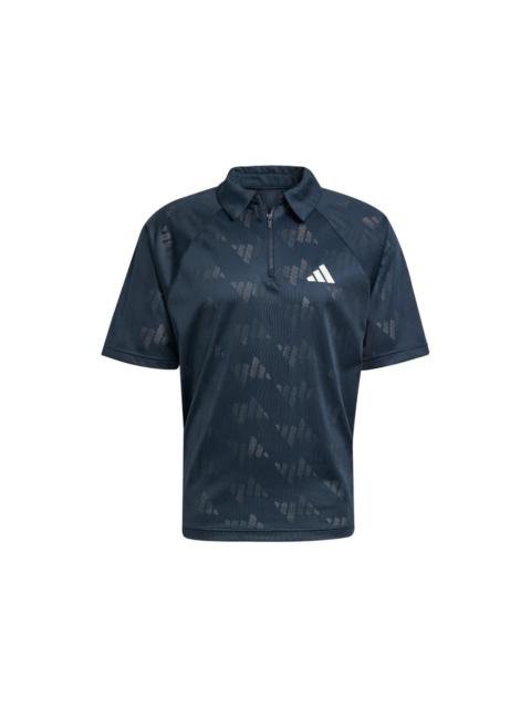 adidas Stadium Jacquard Polo Tee Aurora Ink Off White