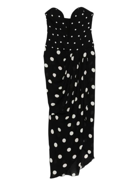 polka-dot strapless maxi dress