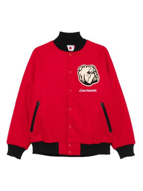 bulldog-embroidered bomber jacket
