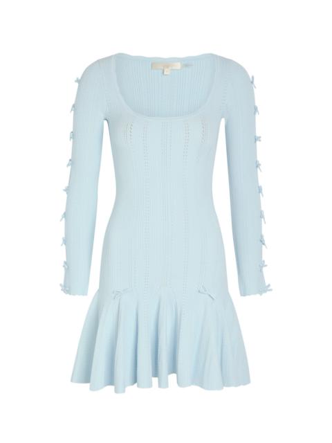 Loveshackfancy Seychelle Bow-appliquéd Pointelle-knit Mini Dress