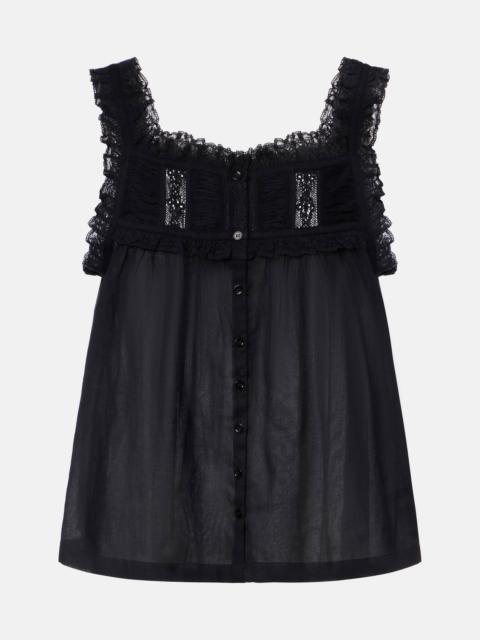 Fidella lace-trimmed cotton top