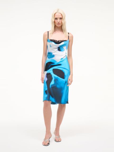 STAUD EVANGELINE SILK DRESS BLUE HAZE