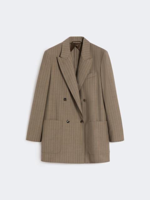 ACCIAIO Oversized pinstripe woollen cloth blazer - HAZELNUT BROWN