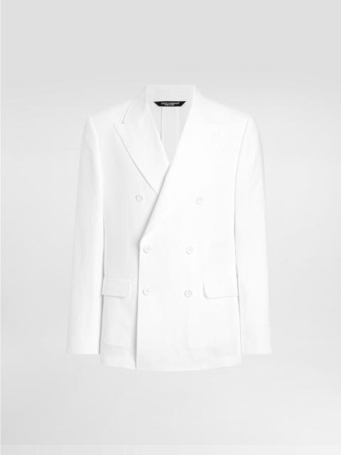 Double-breasted linen fabric jacket