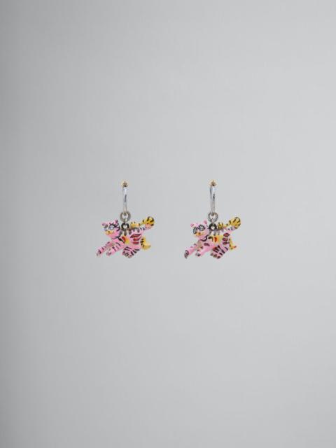 HOOK EARRINGS WITH TIGER PENDANTS