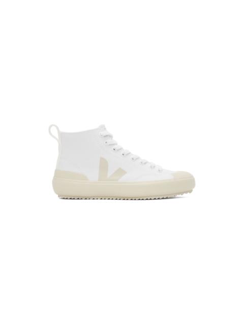 White & Beige Nova High-Top Sneakers