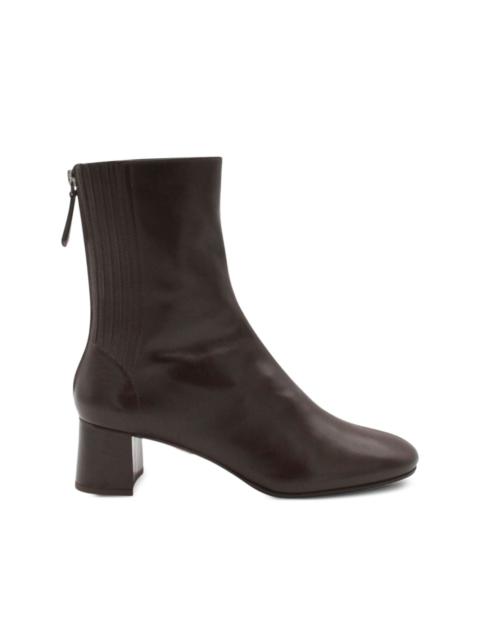 leather block-heel boots