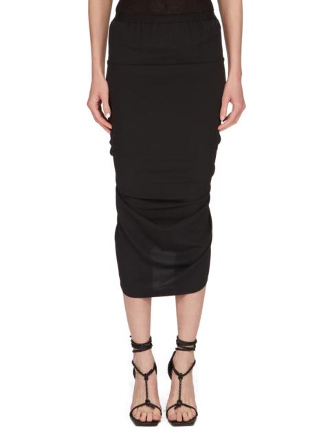 Shrimp ruched midi skirt