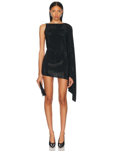 Macro Crystal Draped Mini Dress
