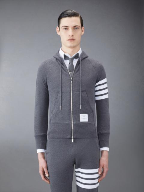 Dark Grey Loopback Jersey Knit 4-bar Zip-up Hoodie