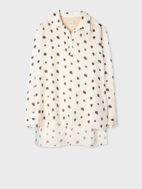 Women's Cream 'Strawberry' Print Dropped Hem Shirt