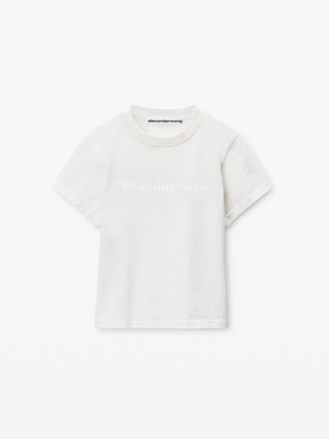 White Cotton Shrunken Logo Tee