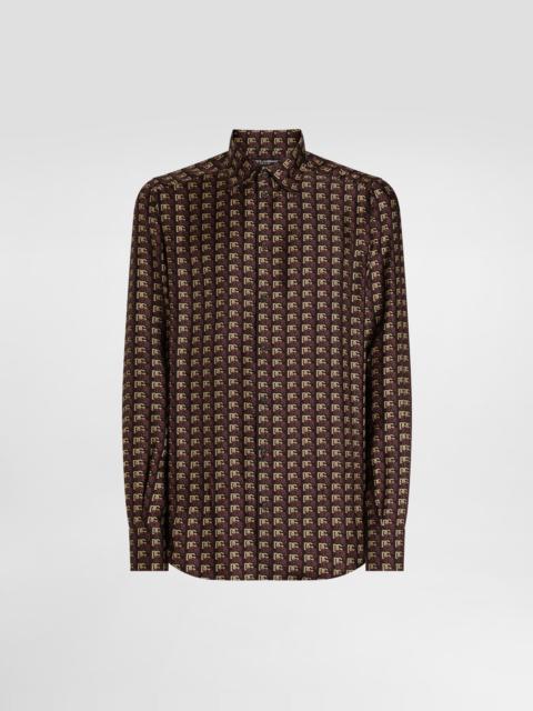 Printed silk twill martini shirt