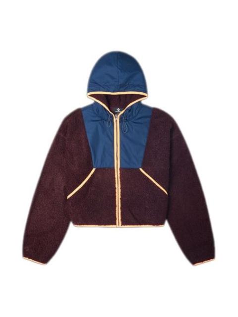 (WMNS) Converse Full Zip Fleece Hooded Jacket 'Red Currant' 10020285-A03