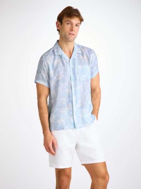 Men's Short Sleeve Shirt Milan 26 Linen White