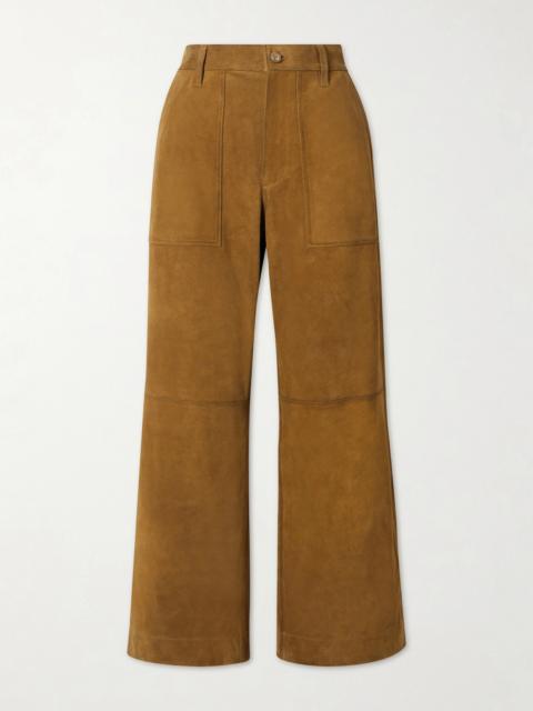 Suede Straight-leg Pants