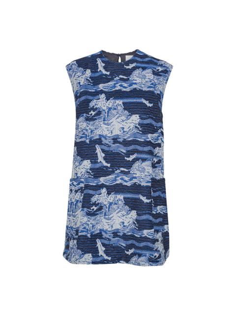 DART SLEEVELESS DRESS - FISHES BLUE