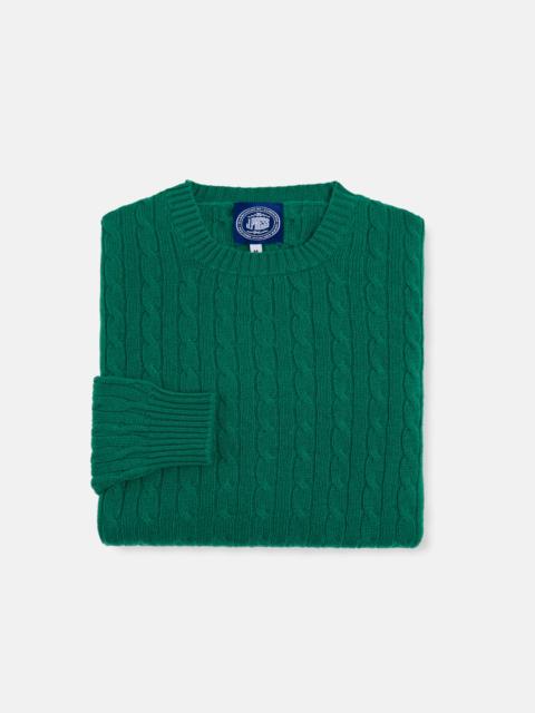 MADE-IN-SCOTLAND KELLY GREEN CABLE KNIT CASHMERE SWEATER