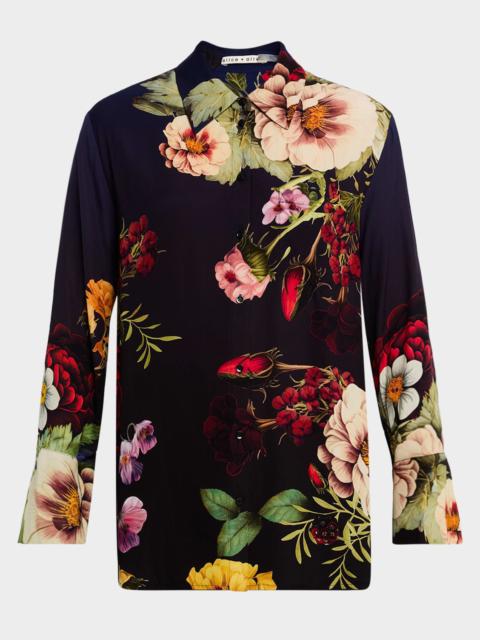 Magic Garden Gradient Finely Oversized Long-Sleeve Shirt