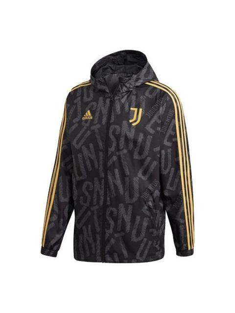 adidas JUVE WINDBREAKR Juventus Soccer/Football Sports Hooded Jacket Black FR4220