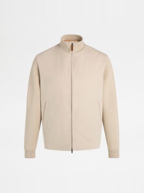 BOMBER JACKET IN TECHNICAL COTTON - BEIGE