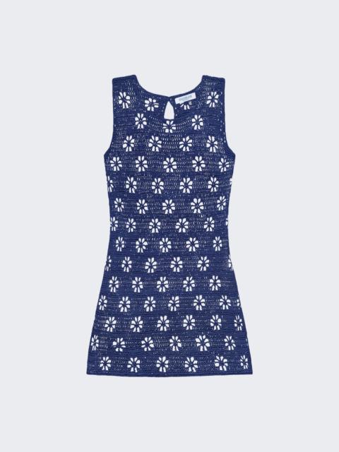 Floral Crochet Mini Dress Navy