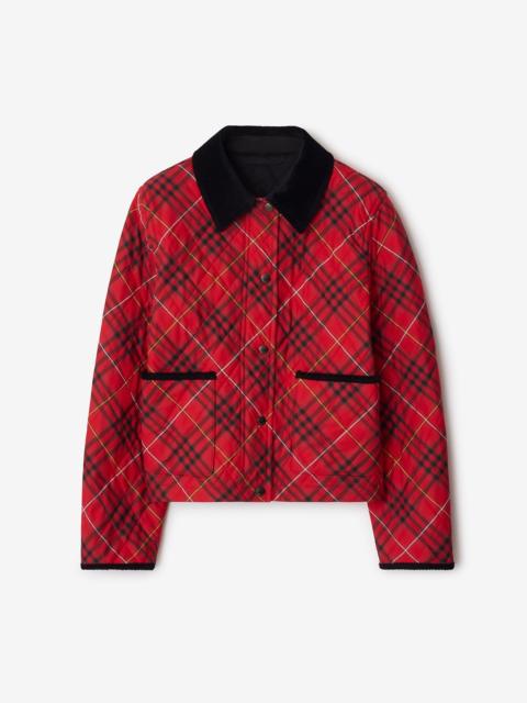 Cropped Check Cotton Quilted Jacket