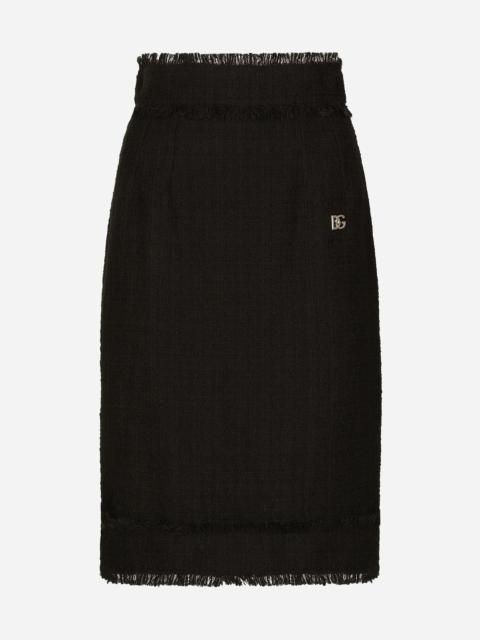 Tweed midi skirt with DG logo