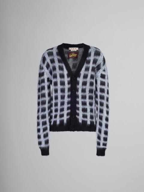BLACK CHECKED MOHAIR CARDIGAN