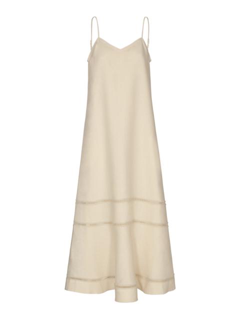 Al Viento Embroidered Linen Maxi Dress ivory