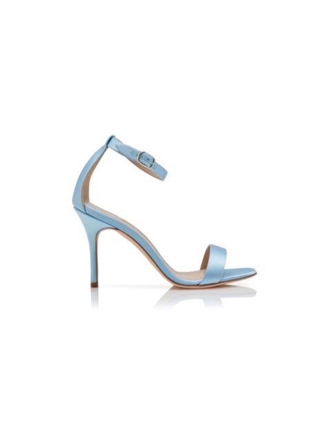 Light Blue Satin Ankle Strap Sandals
