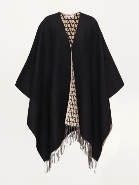 DOUBLE TOILE ICONOGRAPHE PONCHO IN WOOL, SILK AND CASHMERE
