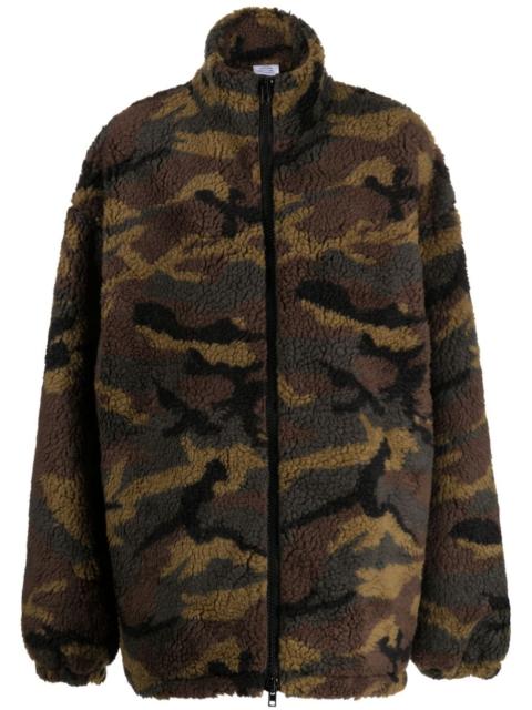 camouflage-print fleece jacket