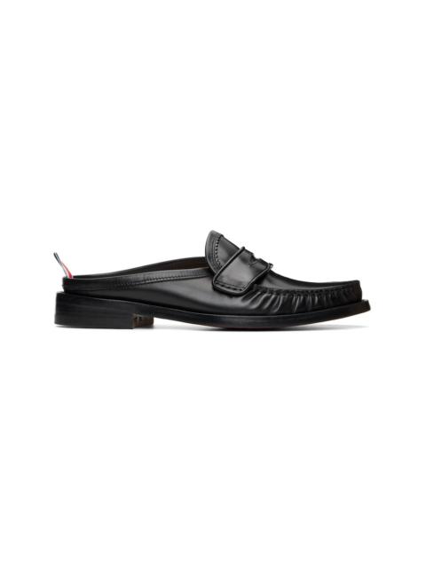 Black Calf Flexible Leather Mule Penny Loafers