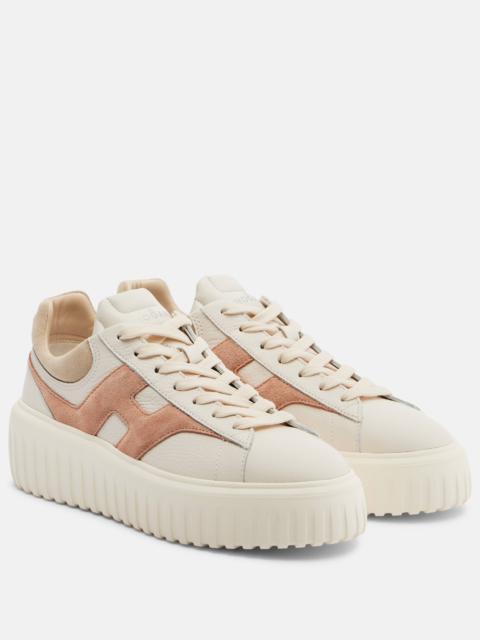 H-Stripes leather and suede sneakers