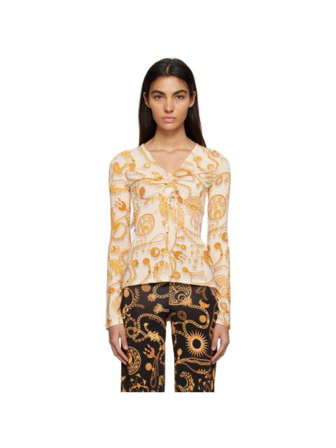 Off-White & Gold Graphic Blouse
