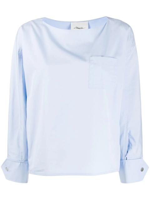 patch-pocket long-sleeve blouse