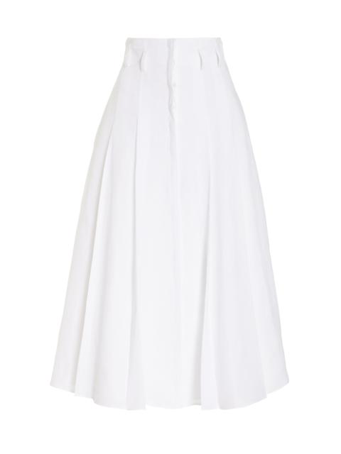 Dugald Pleated Skirt in White Aloe Linen
