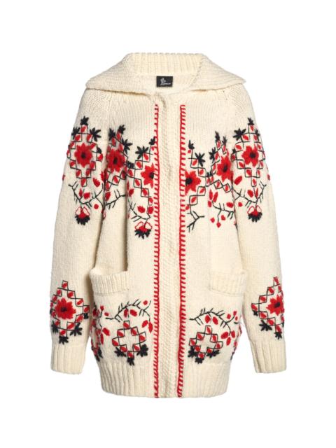 Embroidered Nylon-Wool Cardigan multi