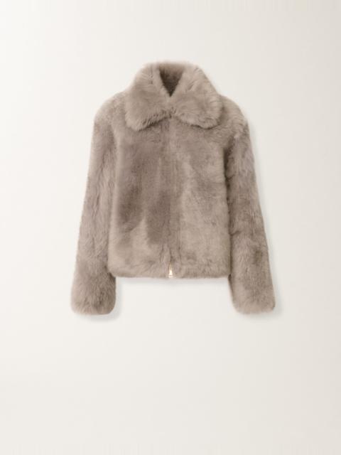 Brushed shearling coat