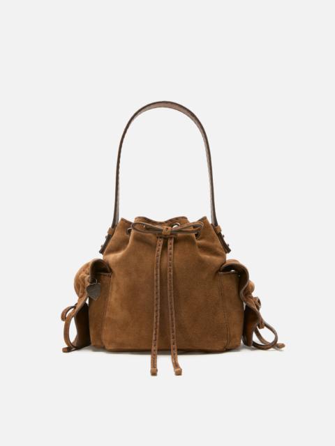 Multipocket mini bucket bag - Cognac brown