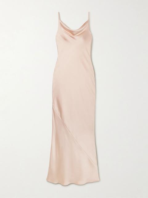 Maria draped satin maxi dress Blush
