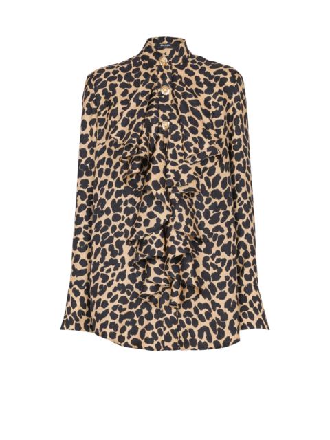 Leopard print ruffled shirt