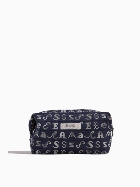 Kit Embroidery Cosmetic Case in Navy