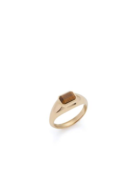 Small Ring in 18K Yellow Gold & Tiger's Eye