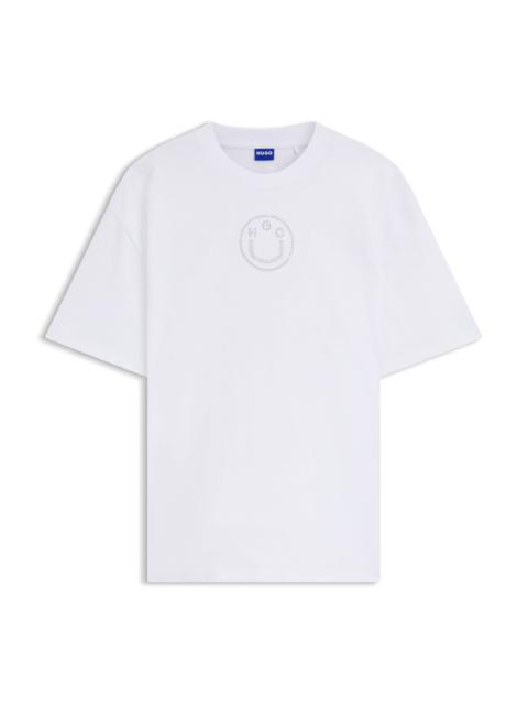 COTTON-JERSEY T-SHIRT WITH RHINESTONE HAPPY HUGO