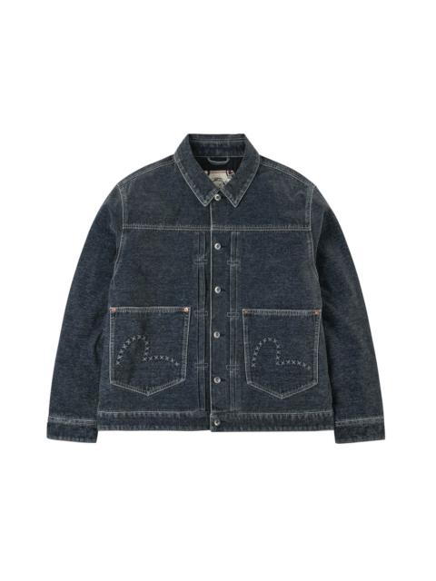 Emboss Rivet Seagull Relax Fit Washed Denim Jacket