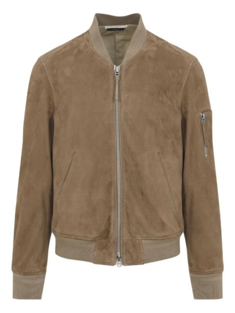 zip-up suede jacket