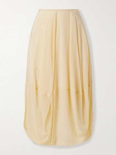 Balloon Organic Silk Crepe De Chine Midi Skirt